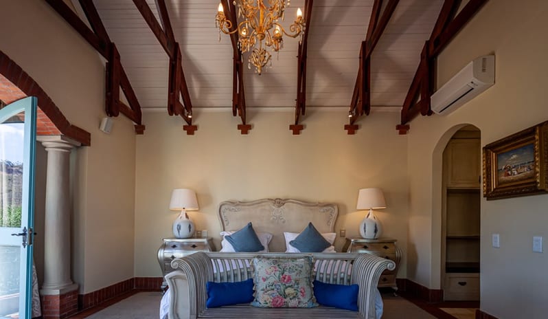 FRANSCHHOEK HOTEL - VILLA SUITE BED VIEW FROM THE LIVING ROOM